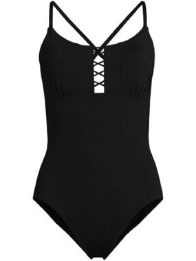 Lands’ End Women’s Plus Size Lace Up One Piece Swimsuit NWT